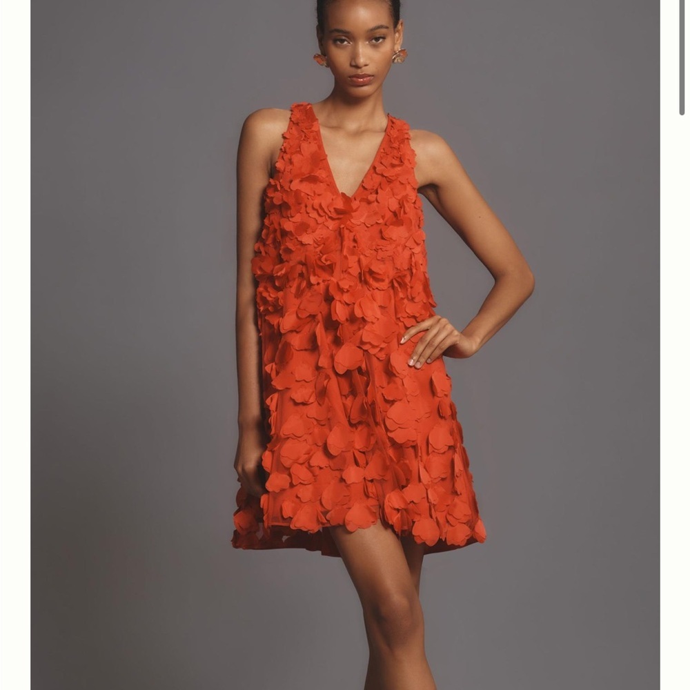 Maeve Sleeveless Floral Appliqué Mini Dress size XL NWT Red